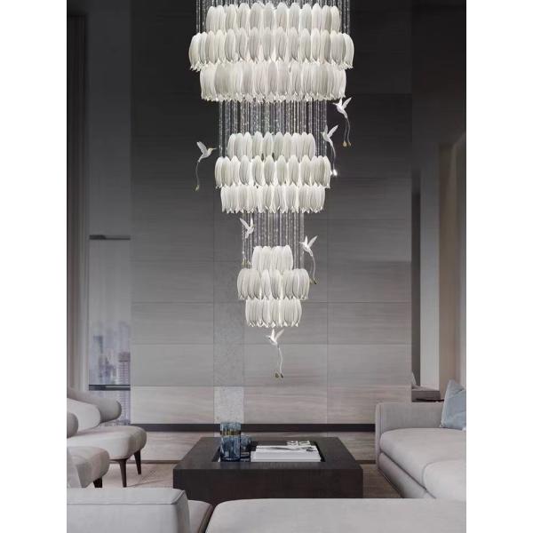 Ceramic Porcelain White Flower Decorative Chandelier Wedding Pendant Lamp For Hotel