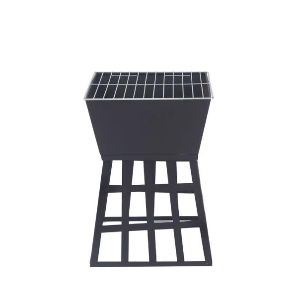 Modern Fire Pit Wood Furnace Fireplace for Bonfires and BBQs in Black Outdoor Setting