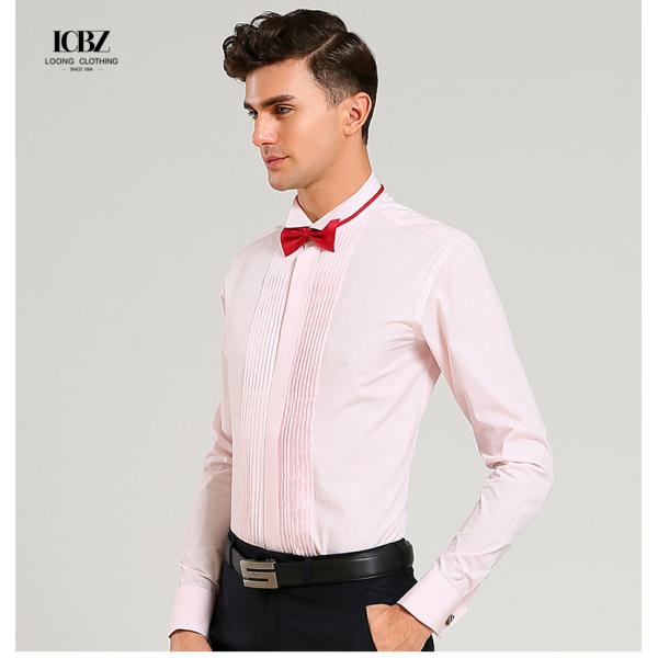 Stylish Men's French Cufflinks Shirt with Swallow Collar and Nonwoven Weaving Method