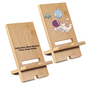 Desktop Sublimation Wooden Cell Phone Stand With Charging Hole Custom Wooden