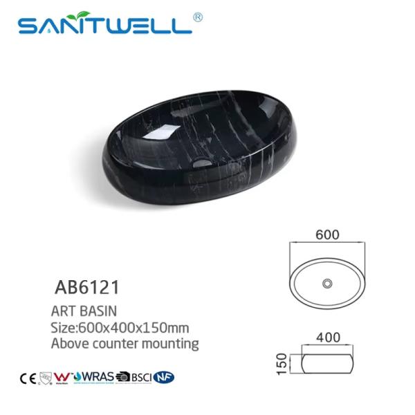 Wholesale Top Quality Chao Zhou Class Style Wash Basin Sink Oval Shape Sanitary Wares Bathroom