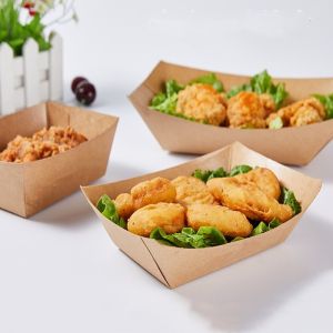 China 0.25LB 25# Biodegradable Disposable Tableware Boat Frie Snack Trays on sale