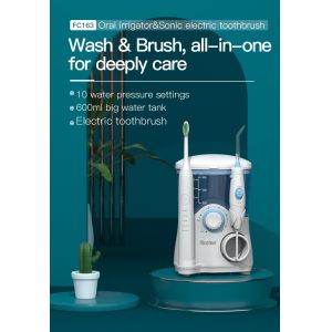 Combo Electric Toothbrush IPX4 Countertop Water Flosser Teeth Whitening 600ml