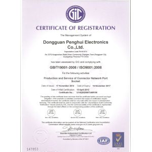 Dongguan Penghui Electronics Co., Ltd. Certifications