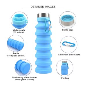 Private Label 19.5oz Collapsible Silicone Water Bottle