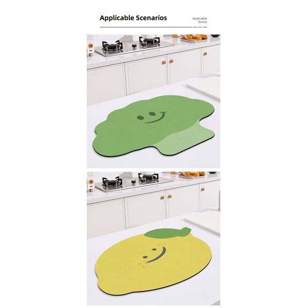 Rubber Kitchen Counter Draining Mat with Multi-Function Pattern and Yellow Color