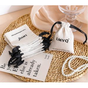 Customized LOGO Wholesale Customizable Cotton And Linen Drawstring Bag Small