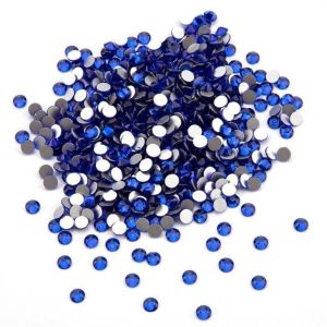Blue Round Non Hotfix Rhinestones Flat Back For Nail Art