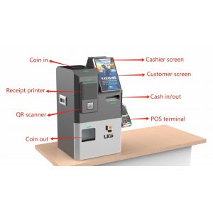 Self Ordering Kiosk System POS Terminal with Cash and Bank Card Payment Receipt