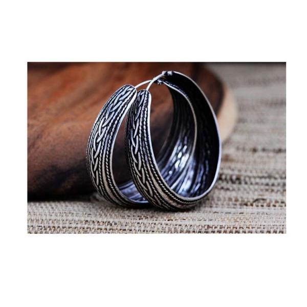 Sterling Silver Hoop Earrings Vintage Style Jewelry (XH041024)