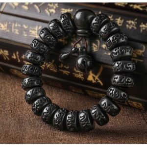 Unisex Mystical Bracelet Dark Brown Tibetan Lightning Strike Wood Bracelet
