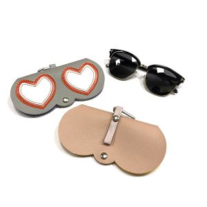 Portable Cartoon button eyeglasses bag Handmade PU sunglasses bag