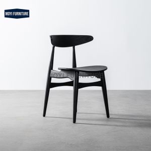 Wabi Sabi Dining Chair Upholstered Leather Solid Wood Natural Wooden Coffee Shop