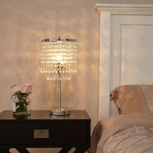 Modern LED Iron Crystal Bedside Table Lamp for Living Room luxury table lamp(WH