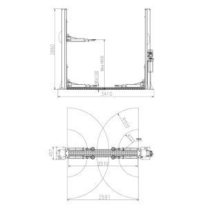 Electrical Release 2 Post 4T Gantry Design Car Lifting Machine