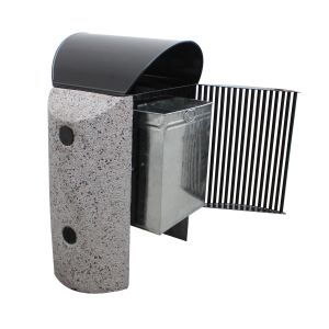 China 50 Litre Outside Outdoor Patio Trash Can With Sanding Zinc Spraying Finish on sale