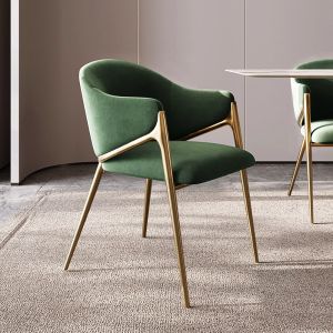 Light Luxury Stainless Steel Fleece Hotel / Apartment Dining Chair