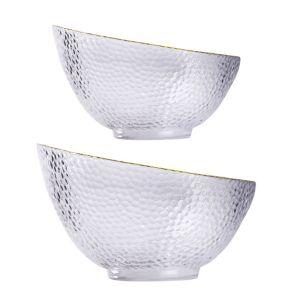 China Handmade Bevel Clear Lead Free Glass Bowls With Gold Rim on sale