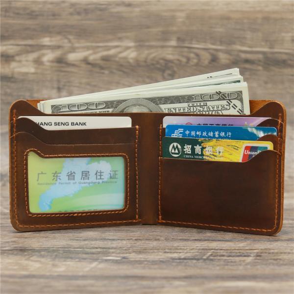 GENUINE LEATHER Vintage Style Card Holder Clip Wallet with Multi Function Minibook