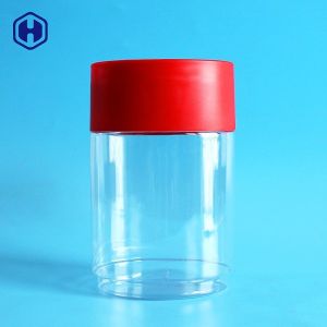 Quality Empty Red Lid Oval 716ML 24OZ Clear Plastic Cans for sale