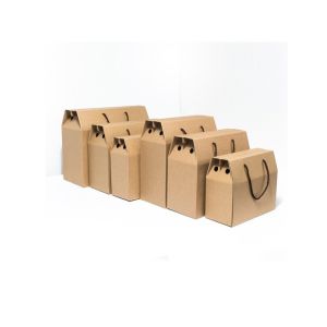 Portable Corrugated Bulk Craft Paper Bags Merchandise Food Fruit Packaging Box