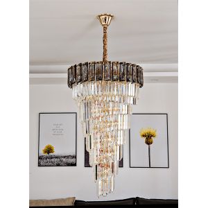 LED Spiral Luxury Crystal Golden Big Chandelier Duplex Building european crystal