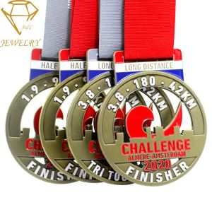 Antique Metal Trophies Championship Medals With Ribbon