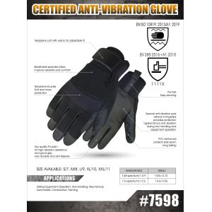 Breathable Spandex EN388 Anti Vibration Cut Resistant Gloves With Pad