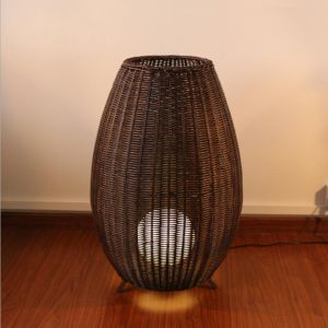 Customized Luxurious Rattan Floor Lamp , Indoor Creative Wicker Floor Light