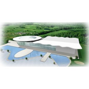 Banquet Hall Agricultural Steel Framed Buildings With Alkyd Grey Paint