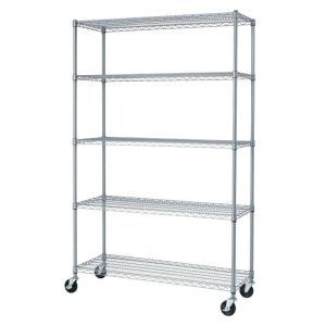 5 Layers Restaurant Wire Shelving Unit Mobile Chrome - Plated Hygienic