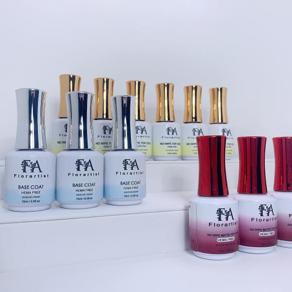 Hema Free Clear Top Coat Gel Base and TPO FREE Matte Top Coat Nail Polish No Wipe High Shine UV Top Coat