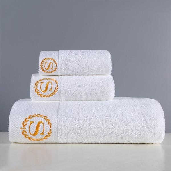 Buy Customized Logo Five-Star Hotel White Guesthouse Towels in Pure Cotton Materialization at wholesale prices