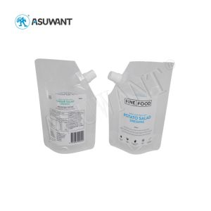 Custom Printed Plastic Liquid Bags , Heat Seal Doypack Stand Up Pouch With Spout