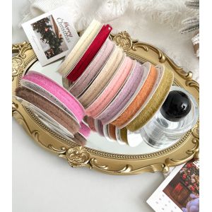 Eco-friendly Plush Hollow Ribbon Flower Bouquet Handmade Christmas Floral DIY