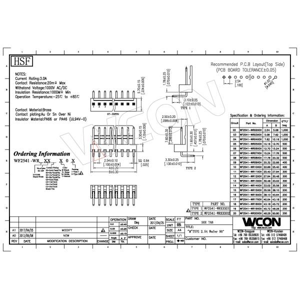 2.54mm Wire To Board Connector Right Angle 02-20 Pins PA66 Wafer Wire To Wire Power Connector
