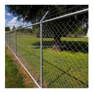 Temporary Construction Chain Link Fence with 5ft Plastic Coated Barbed Wire and