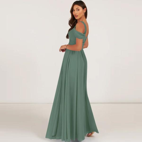 Luxury Popular A-Line Off-the-Shoulder Chiffon Long Evening Dress Floor-Length Sweetheart V-back Pleated Plus Size