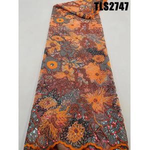 African Sequins Lace Fabric Multi color Net Embroidery Tulle Lace Fabric For