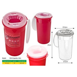 3 Litre Sharps disposal container, Sliding Lid, Red,Sharps Container |