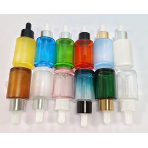 30ml Glass Frosted Dropper Bottle Cylindrical Essence Cosmetic Flat Shoulder