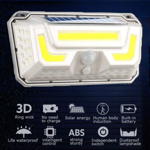 44COB 50LED Wireless Solar Motion Sensor Light / 1000lm Sensor Solar Led Wall