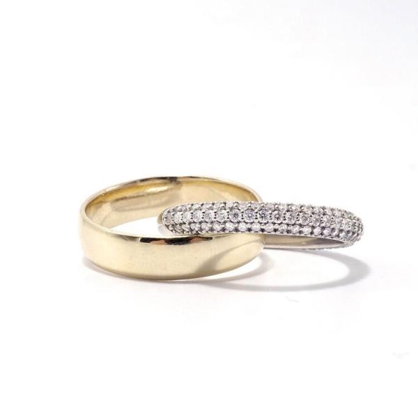 Fashion Unisex Rolling Rings Domed Diamond Band Wide Gold Plated Sterling Silver Rings