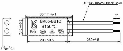 BK05-BB1D 8A 150 Deg C Thermal Overload Switch For Motor