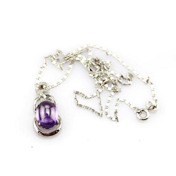 Sterling Silver Silver Chain Necklace Oval 8mmx10mm Blue Topaz Pendant (PSJ0477)