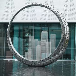 China SS Large Circle Outdoor Garden Sculptures Abstract Welding For Pool on sale