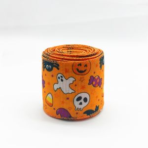 Cute Cartoon Halloween Wired Ribbon 63mm Festival Halloween Grosgrain Ribbon