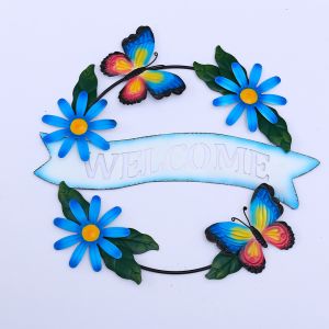 Colorful Metal Wall Hanging Ornaments Rustproof Bee Welcome Wreath