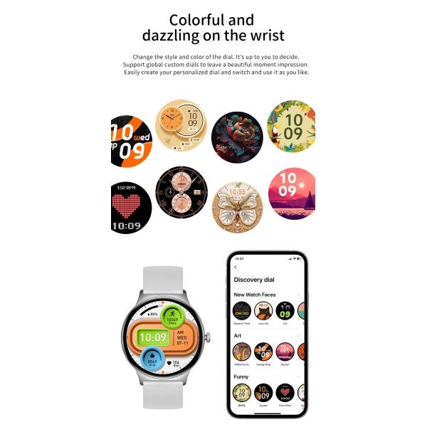 5.1Smart Women'S Bluetooth Watch Round Amoled Display OEM