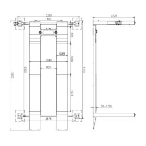 5T Four Post Hydraulic Lift 3286mm Width One Cylinder
